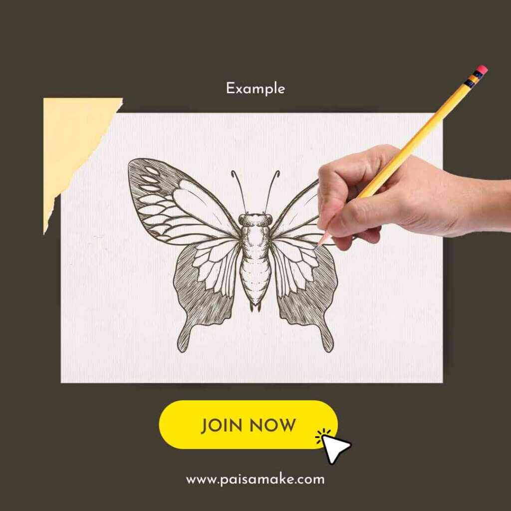 drawing se paise kamaye course example a butturfly drawing white background