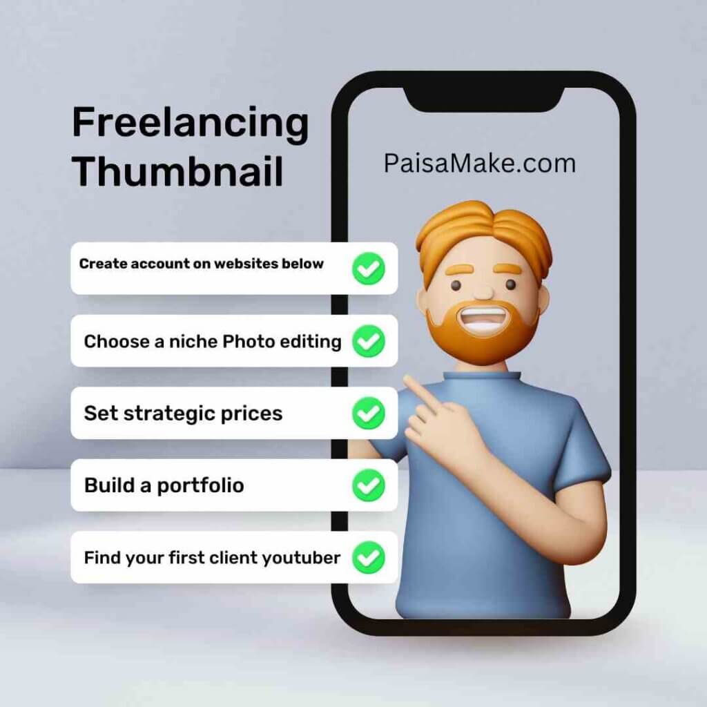 a man animation in mobile screen finger point to freelancing checklist 