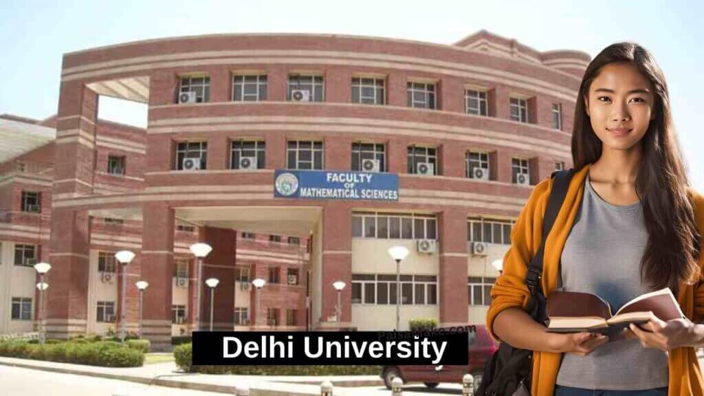 a student girl standing with books in the background Delhi University (Drawing Artist Kaise Bane)