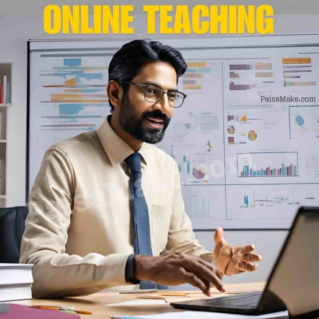 a men teacher teaching online as a part time job, (part time job kaise kare)