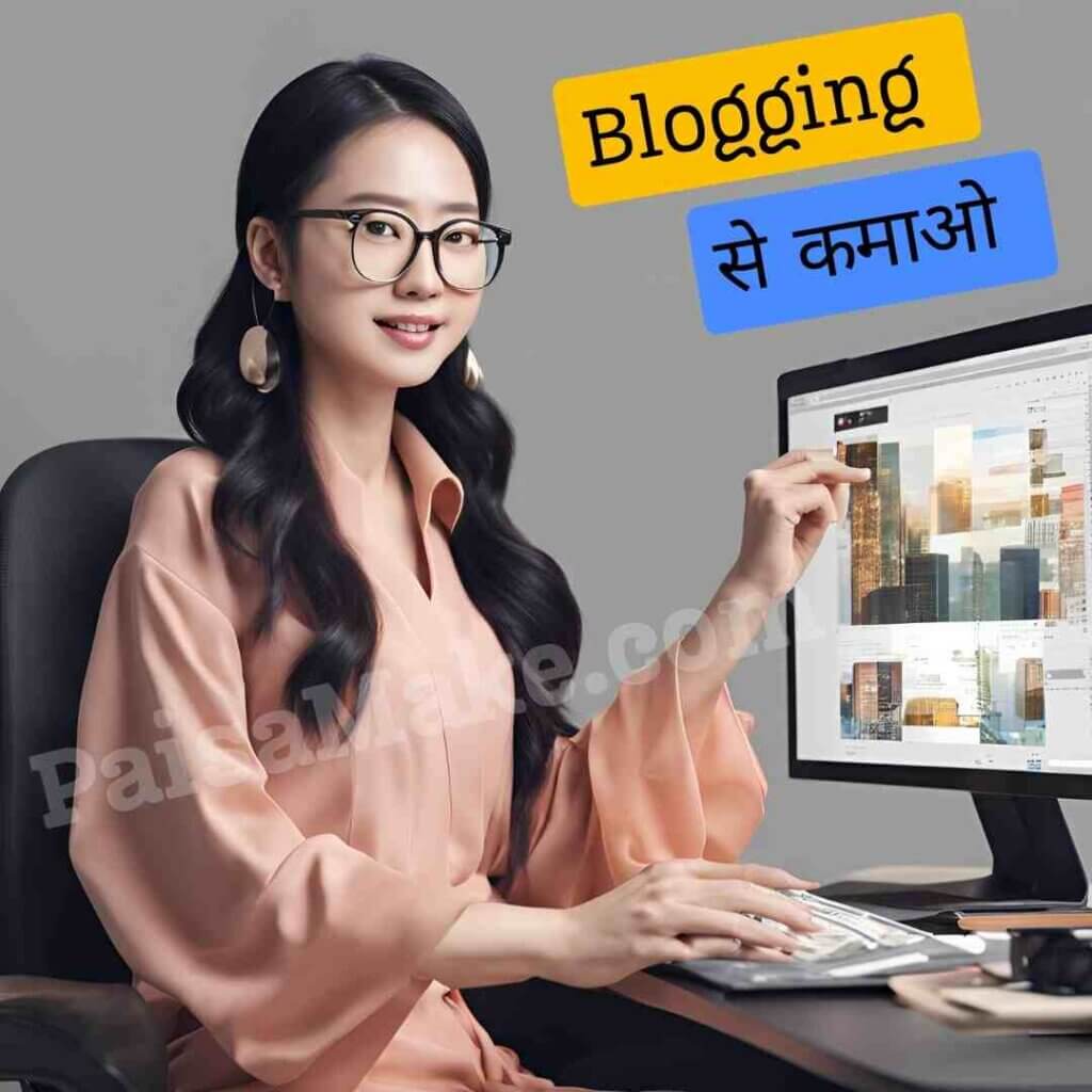 a women doing part time job by blogging